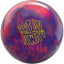 A red and purple colored bowling ball with the Breakaway logo in yellow centered prominently.