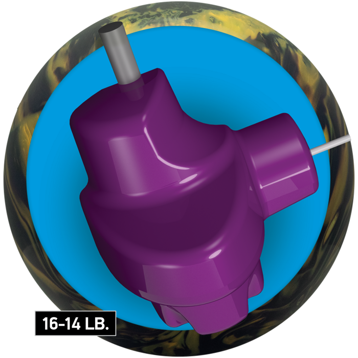 The Guru Oracle Pearl core for sixteen to fourteen pound bowling balls with weight callout.